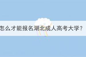 怎么才能報(bào)名湖北成人高考大學(xué)？
