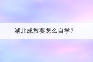 湖北成教要怎么自學？