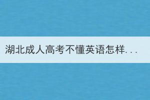 湖北成人高考不懂英語怎樣應(yīng)考？