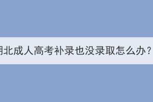 湖北成人高考補錄也沒錄取怎么辦？