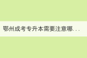 鄂州成考專升本需要注意哪些問題？成考本科學(xué)歷受國家認(rèn)可嗎？
