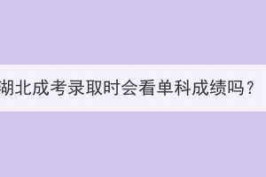 湖北成考錄取時會看單科成績嗎？