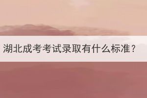 湖北成考考試錄取有什么標準？